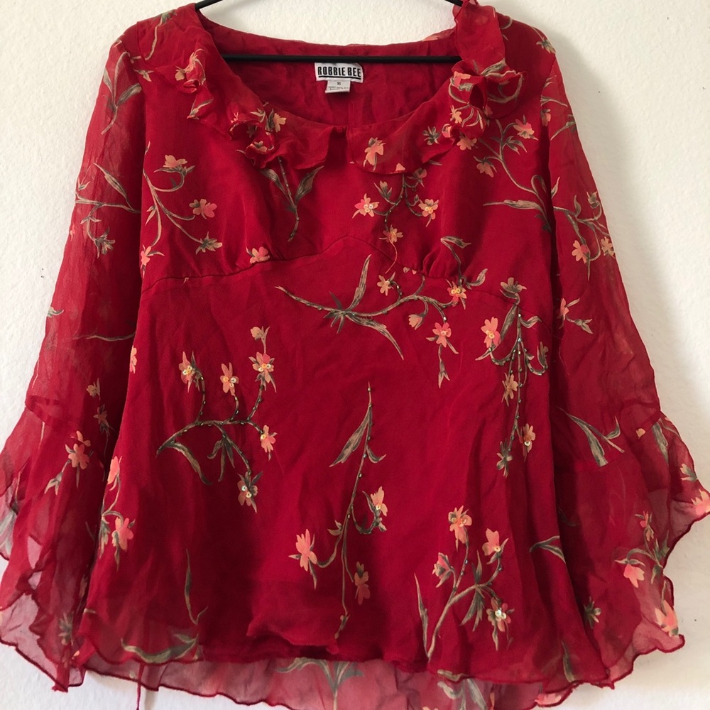 vintage 79’s style loose fitted red blouse